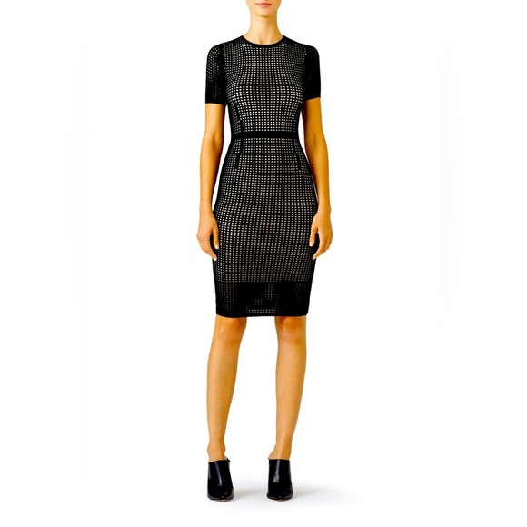 John + Jenn Revolve Black Perforated Laser Cut Mesh Bodycon Cocktail Dress L - Picture 1 of 11